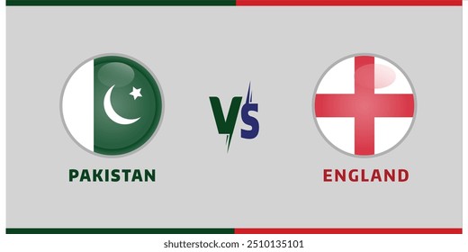Pakistan Vs England Flag Circle badge design on Grey background Sports. Victor Border Frame EPS Victor File For Sports template or banner in victor illustration. icon Flags ,Cricket, Sport's ,Games.