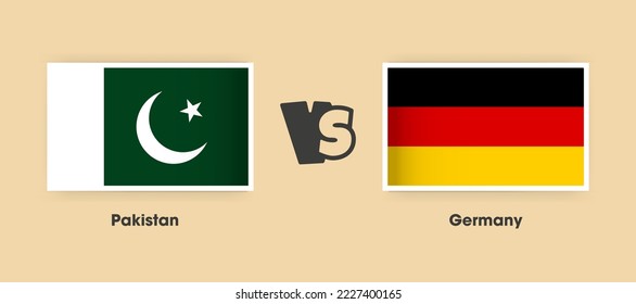 Pakistan vs Germany flags placed side by side. Creative stylish national flags of Pakistan vs Germany with background