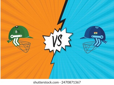 Pakistan vs India 9th June T20 wordcup cricket match. Pakistan vs India (PAK vs IND) international cricket flags design, Isolated on white background. vector illustration. icon Flags ,Cricket,