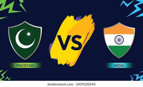 Pakistan Vs India Cricket Match Fixture in Modern Championship Style poster, eps vector sports banner