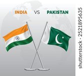 Pakistan vs India with Pakistan and India Flag, isolated on white Background, Pak vs Ind