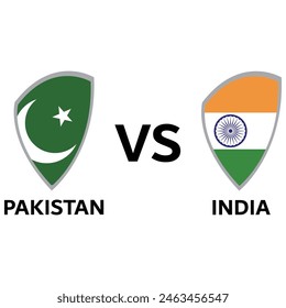 Pakistan vs India international cricket flag badge design on white background. EPS Vector for sports match template or banner in vector illustration. use for social media post design web.