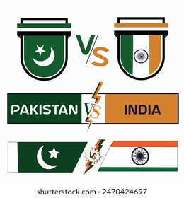 Pakistan vs India (PAK vs IND) Game international cricket, flags design, Isolated on white background. vector illustration. icon Flags ,Cricket, Sport's ,Games