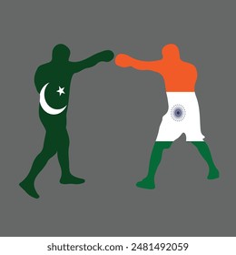 Pakistan vs India. Rivalry post of India and Pakistan with the fag of both countries isolated on grey background. EPS vector illustration. PAK VS IND 