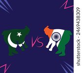 Pakistan vs India Sports Tournament concept with blue color background. Vector Illustration, Cricket match Pak vs Ind