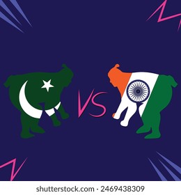 Pakistan vs India Sports Tournament concept with blue color background. Vector Illustration, Cricket match Pak vs Ind