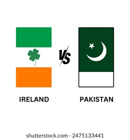 Pakistan VS Ireland, Cricket Match concept with creative illustration flags with white background. Pakistan VS Ireland wallpaper, banner and poster. Vector EPS 10. PAK VS IRELAND