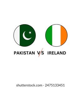 Pakistan VS Ireland, Cricket Match concept with creative illustration flags with white background. Pakistan VS Ireland wallpaper, banner and poster. Vector EPS 10. PAK VS IRELAND