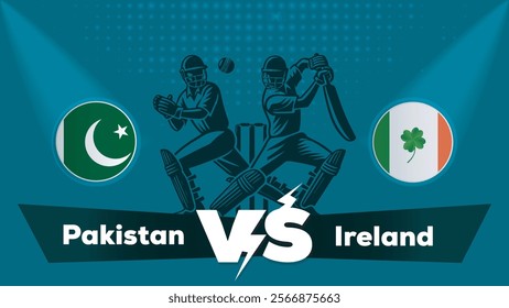 Pakistan VS Ireland Match , Ireland Vs Pakistan Cricket match concept with creative illustration.eps