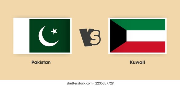 Pakistans gegen Kuwait Flaggen nebeneinander angeordnet. Kreative stylische Nationalflaggen Pakistan vs. Kuwait mit Hintergrund