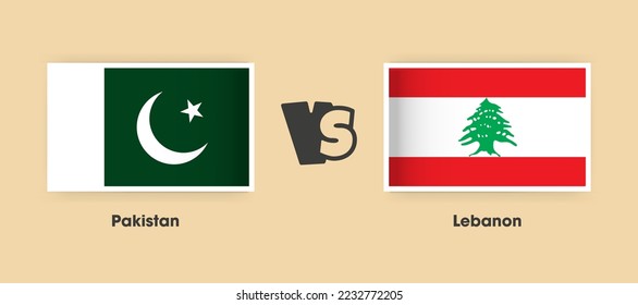 Pakistan vs Lebanon flags placed side by side. Creative stylish national flags of Pakistan vs Lebanon with background