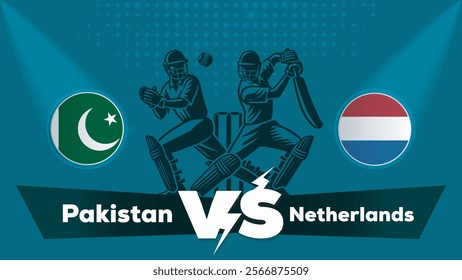 Pakistan VS Netherlands , Netherlands Vs Pakistan Cricket match concept with creative illustration.eps