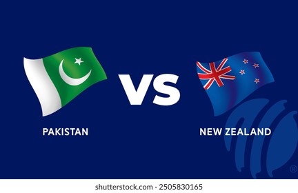 Pakistan VS New Zealand International Cricket Flag Badge Design Template Vector Illustration.