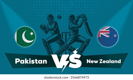 Pakistan VS New Zealand Match , New Zealand Vs Pakistan  Cricket match concept with creative illustration.eps