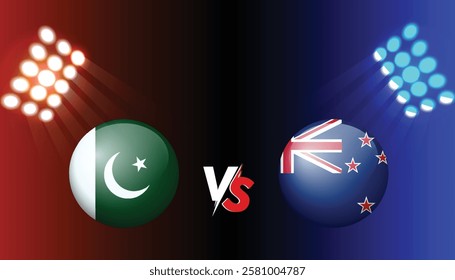 PAKISTAN VS NEW ZEALAND template for sports. Cricket International Tournament 2025 vector illustration sports graphics. Pak vs New Zealand Clash.