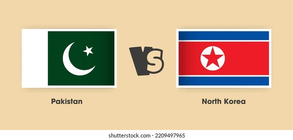 Pakistan vs North Korea flags placed side by side. Creative stylish national flags of Pakistan vs North Korea with background