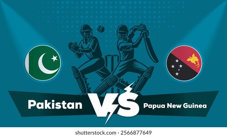 Pakistan VS Papua New Guinea Match , Papua New Guinea vs Pakistan Cricket match concept with creative illustration.eps