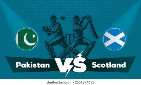 Pakistan VS Scotland , Scotland Vs Pakistan Cricket match concept with creative illustration.eps