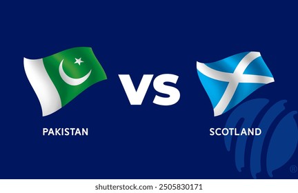 Pakistan VS Scotland International Cricket Flag Badge Design Template Vector Illustration.