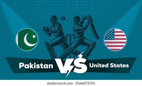 Pakistan VS United States,United States vs Pakistan Cricket match concept with creative illustration.eps