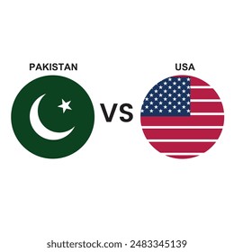 Pakistan VS USA, cricket match concept with creative illustration of participant countries flag and national symbol on plain white background,
