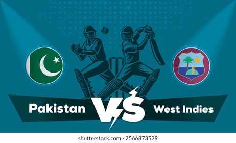 Pakistan VS West Indies Match , West Indies Vs Pakistan Cricket match concept with creative illustration.eps