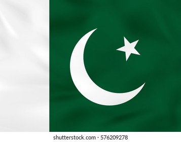 Pakistan waving flag. Pakistan national flag background texture. Vector illustration.