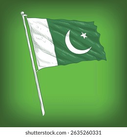 Pakistan zwaaiend met de vlag in de staaf met een groene abstracte achtergrond