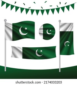 Pakistan Waving Flag Set Vector Illustration Stock Vector (Royalty Free ...