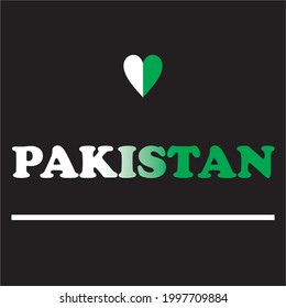PAKISTAN , WORD WRITTEN TEXT , BEAUTIFUL FLAG DESIGN. VECTOR ILLUSTRATION.