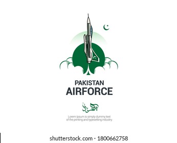 Pakistan Written In Urdu Calligraphy. Pakistan Air Force Logo Template. Vector Illustration. 