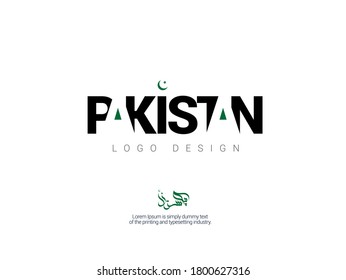 Pakistan written in Urdu Calligraphy. Pakistan logo typo design template