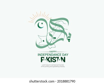 PAKISTAN written in urdu calligraphy on an isolated white background, with pakistani map, best use for pakistan independence day celebrations