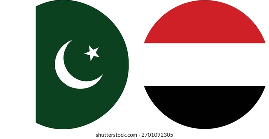 Vector e ilustración de la bandera circular de Pakistán y Yemen con fondo transparente 