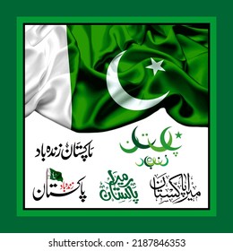 Pakistan Zindabad. means:  Long Live Pakistan. Happy independence day celebration of Pakistan. vector