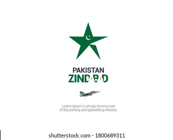 Pakistan Zindabad translate: Long live Pakistan. Logo Template design.Vector illustration.