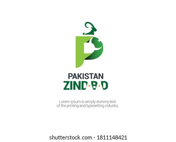 Pakistan Zindabad translate: Long live Pakistan. Logo Template design.Vector illustration.