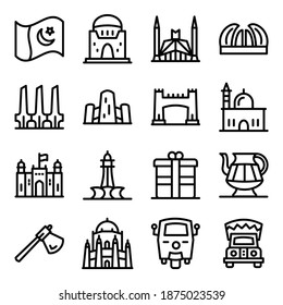 
Pakistani Culture Icons In Solid Style Pack 