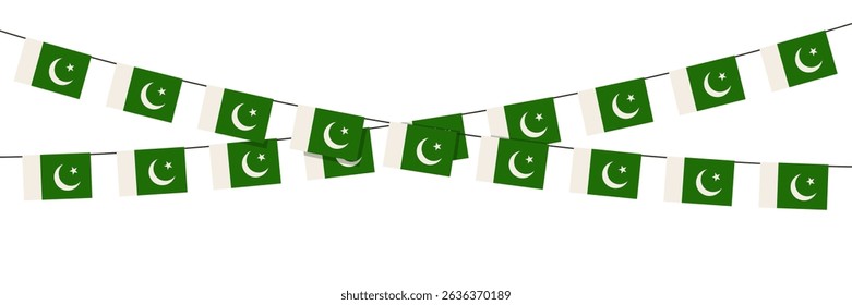 Pakistani festive hanging flags. Vector illustration. Design for festivals and exhibitions.