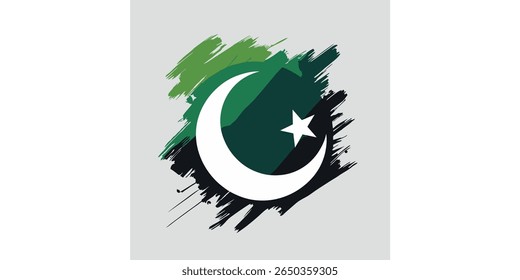 Pakistani Flag of Brush Style Logo