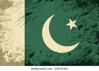 Pakistani flag. Grunge background. Vector illustration