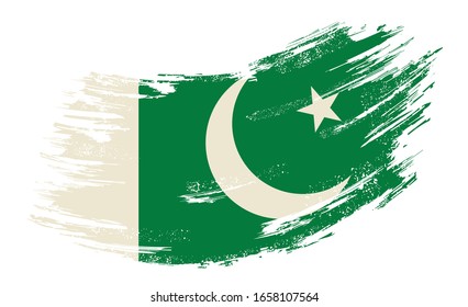 Pakistani flag grunge brush background. Vector illustration.