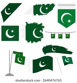 Pakistani flag icon set featuring various styles of the national flag, including flat, glossy, waving, and minimal designs. Ideal for apps, websites, presentations, and patriotic graphic projects.


