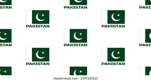 Patrón sin fisuras de la bandera paquistaní con la leyenda "Pakistán".
