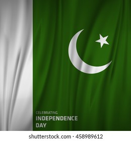 Pakistani Flag style background. Pak Wallpaper. New Pakistani Freedom Day 2016. Vector 14 August Pakistan Independence Day. Celebration Card. Illustration