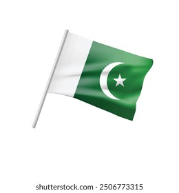Pakistani Flag Waving Vector Design isolated on a white background - symbol of freedom