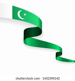 Pakistani flag wavy abstract background. Vector illustration.