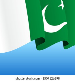 Pakistani flag wavy abstract background. Vector illustration.