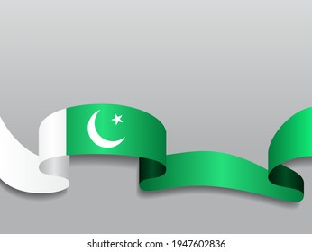 Pakistani flag wavy abstract background. Vector illustration.