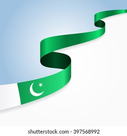 Pakistani flag wavy abstract background. Vector illustration.
